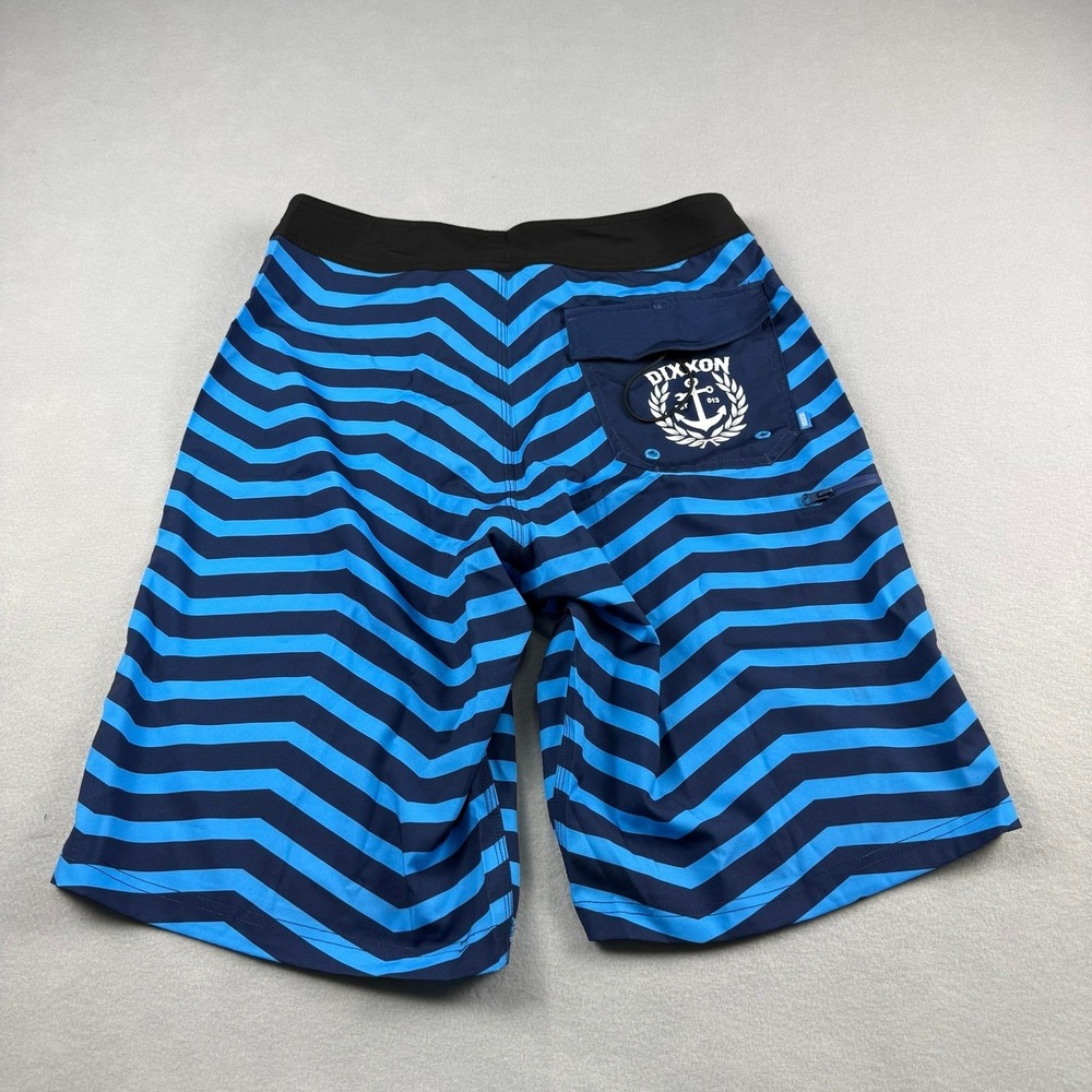 Dixxon Mens 30 The‎ Swell Board Shorts Blue Striped Nautical Surf Swim Unlined - Picture 2 of 10